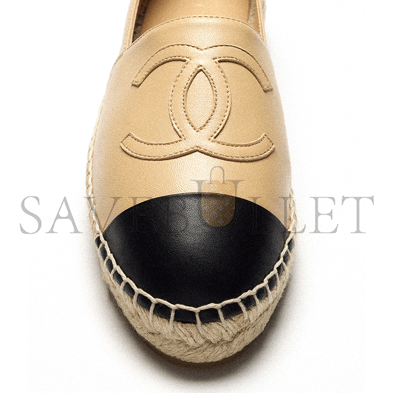 CHANEL ESPADRILLES LAMBSKIN BEIGE & BLACK G29762